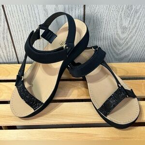 Kenneth Cole Women’s 6 Sport Glam Jewel Black Wedge Sandals Casual Dress New